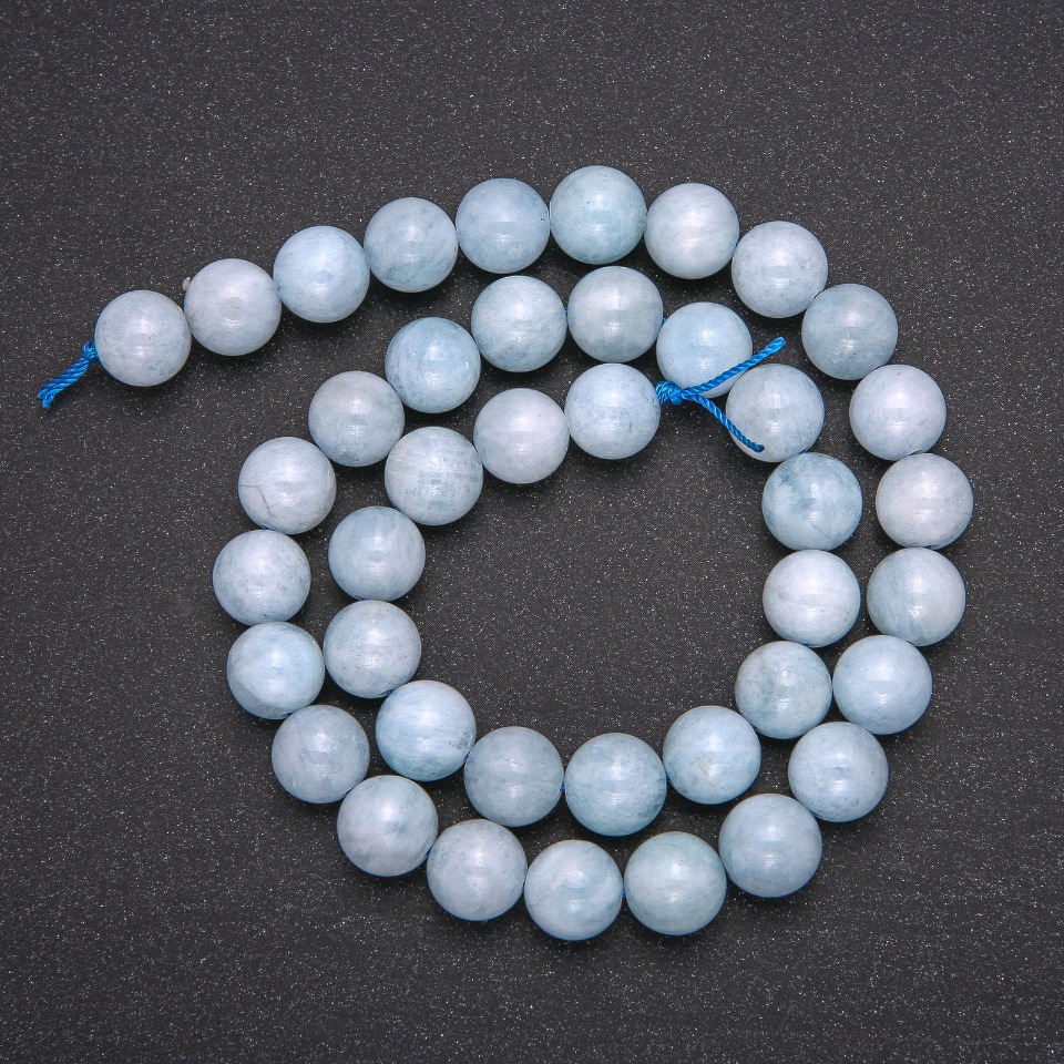 

Бусины из натурального камня Аквамарин гладкий шарик, диаметр 10(+-)мм, длина 38см, ida38212