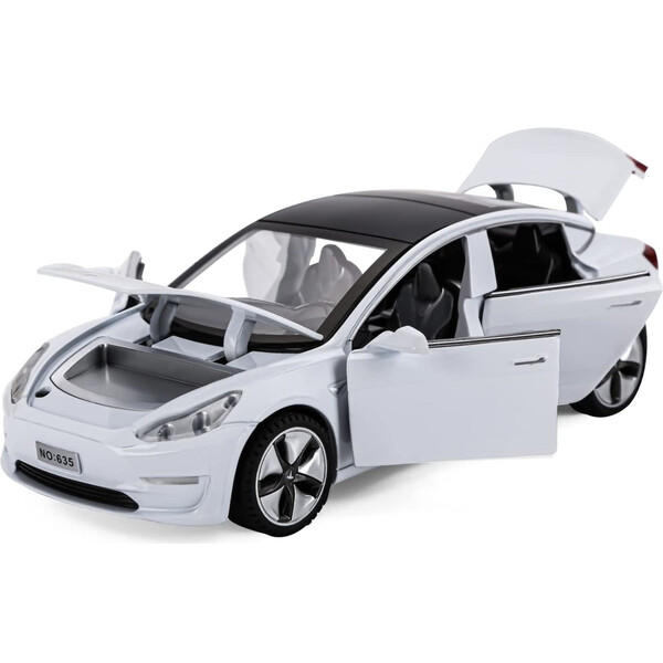 Колекційна машинка Tesla Model 3 моделька металева іграшка 15 см Білий ...