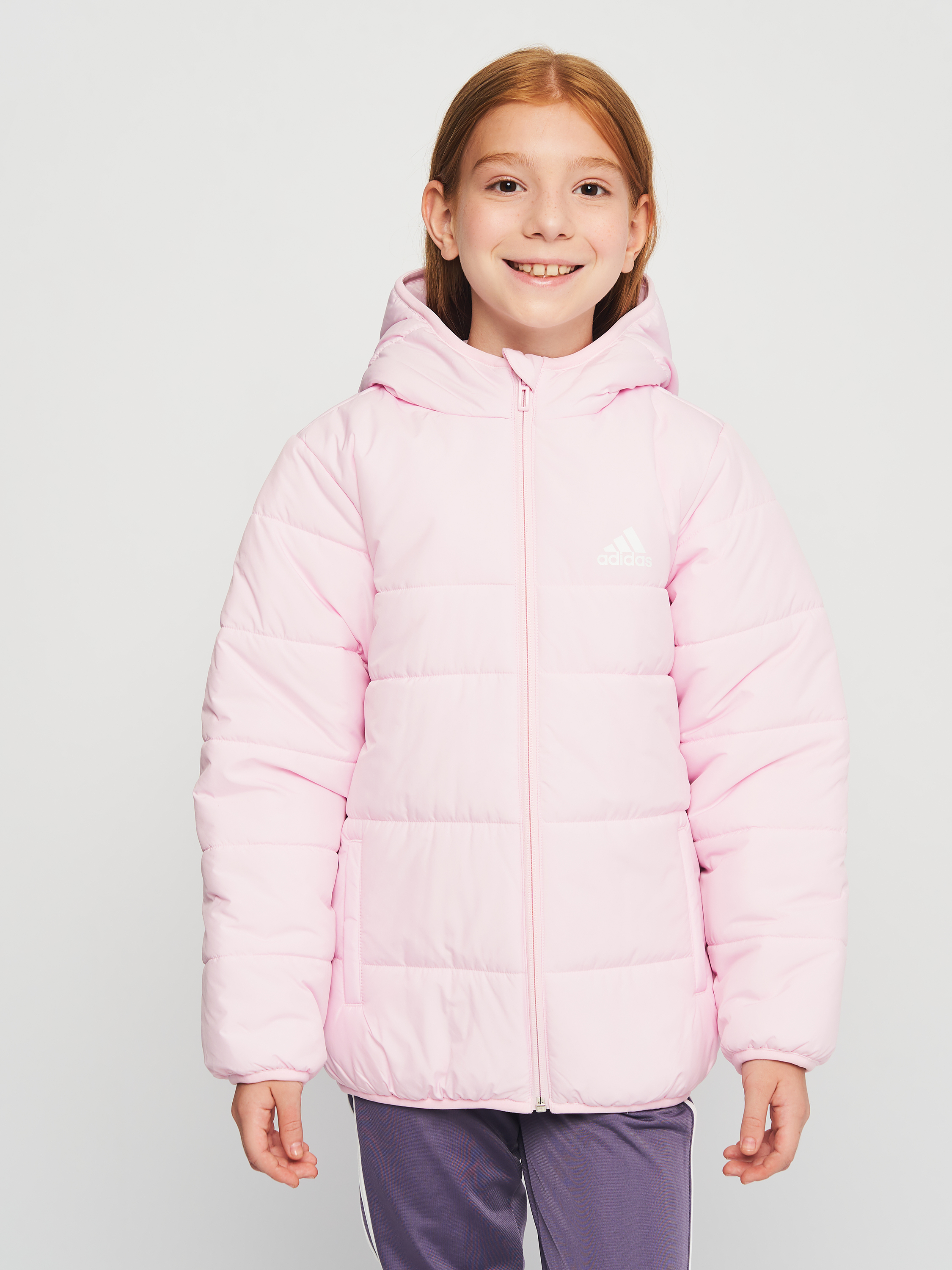 Акция на Підліткова демісезонна куртка для дівчинки Adidas Jk Pad Jkt IL6075 140 см Clear Pink от Rozetka