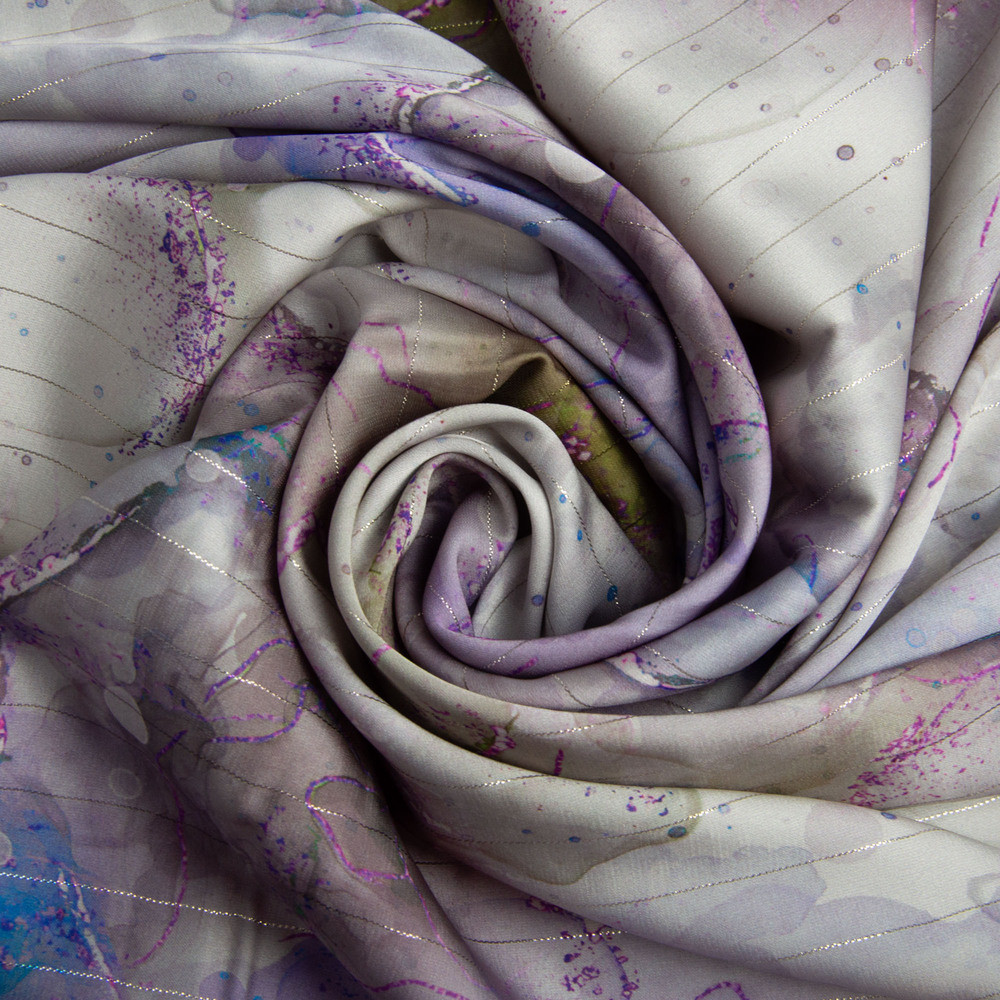 Lavender Floral Print Organza Fabric