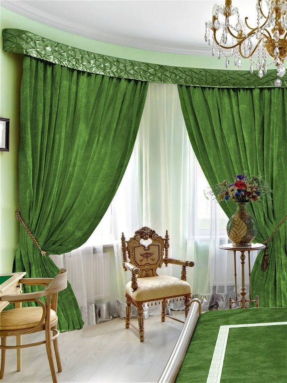 

Шторы портьеры однотонные Бархат Jolie maison 250x270 см 2 шт Зеленый