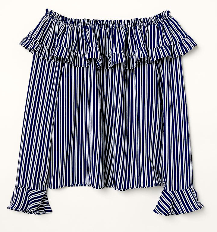 

Блузка H&M 060615367  Синяя с белым, Блузка H&M 060615367 38 Синяя с белым