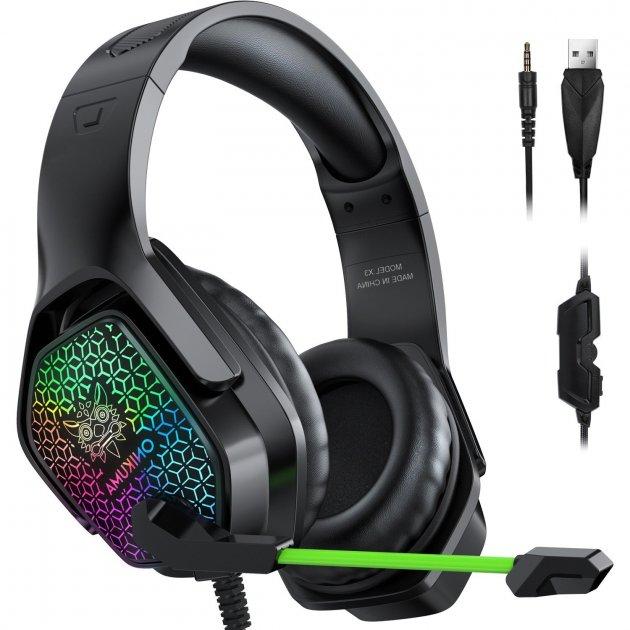 Игровые наушники Onikuma X3 RGB проводные с подсветкой микрофоном ...