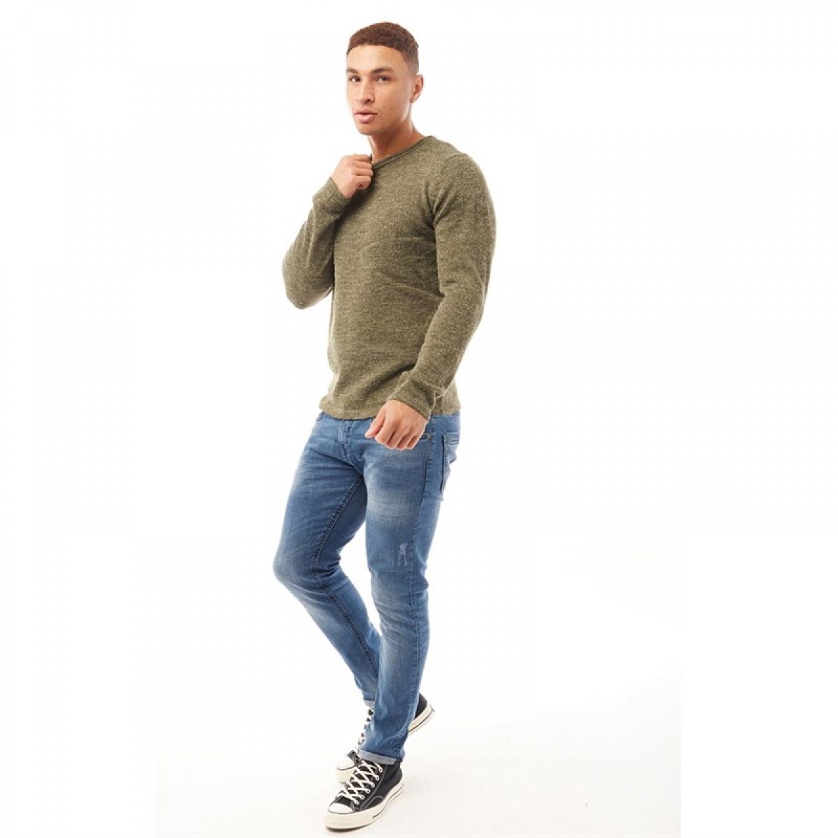 

Джемпер Brave Soul Montrel Neck Dark Khaki/French Navy Dark Green, S (44)