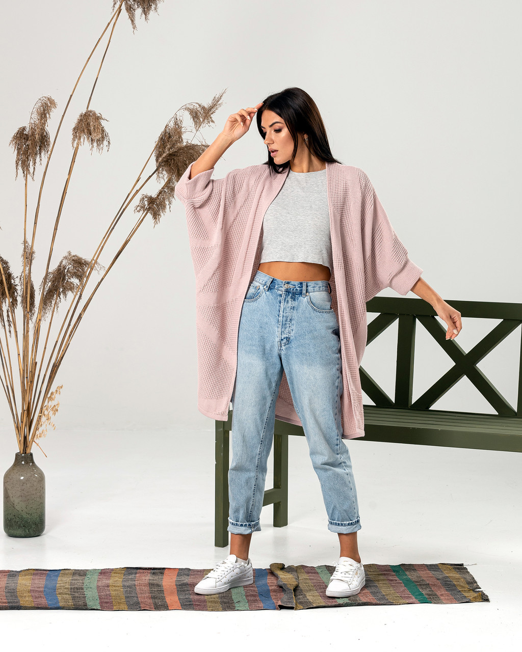 

Кардиган-oversize MEREZHKA Мишка пудровий, Кардиган-oversize MEREZHKA Мишка пудровий One Size