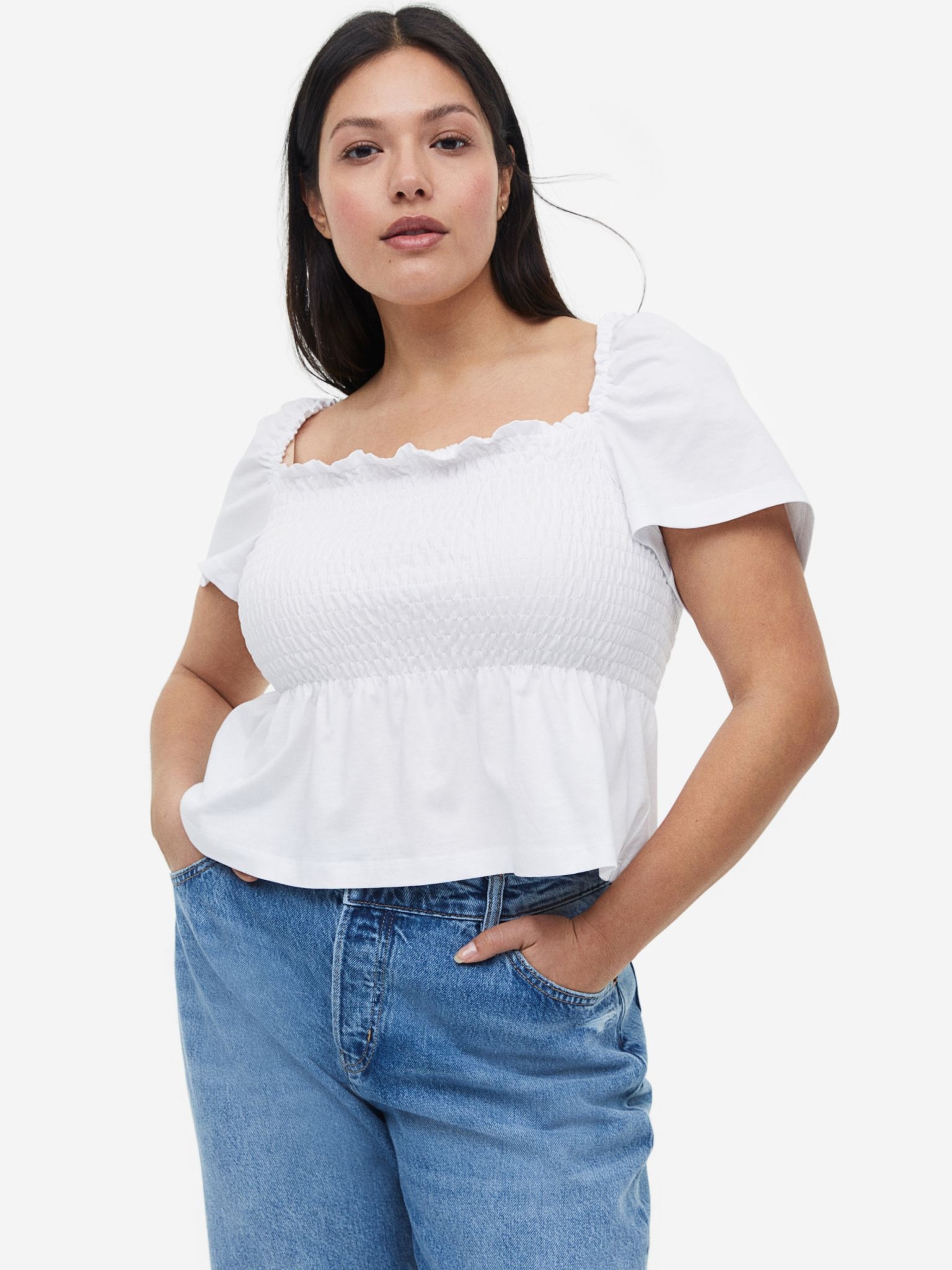 Акція на Топ жіночий H&M FL1157872-White L Білий від Rozetka