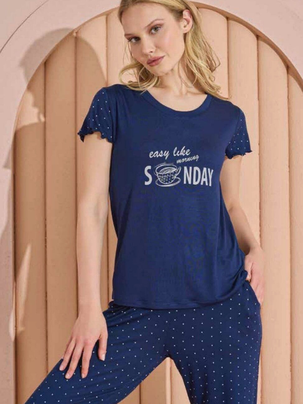 Акція на Піжама (футболка + штани) жіноча Angel's secret 189985 M Синя від Rozetka