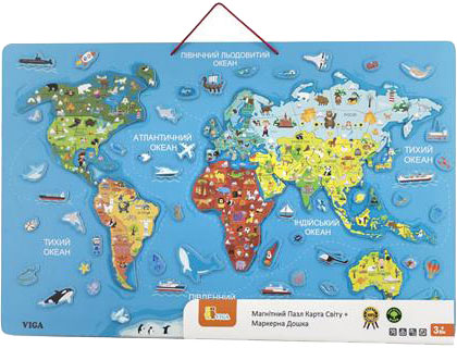 Акція на Пазл магнитный Viga Toys Карта мира с маркерной доской на украинском языке (44508) від Rozetka UA