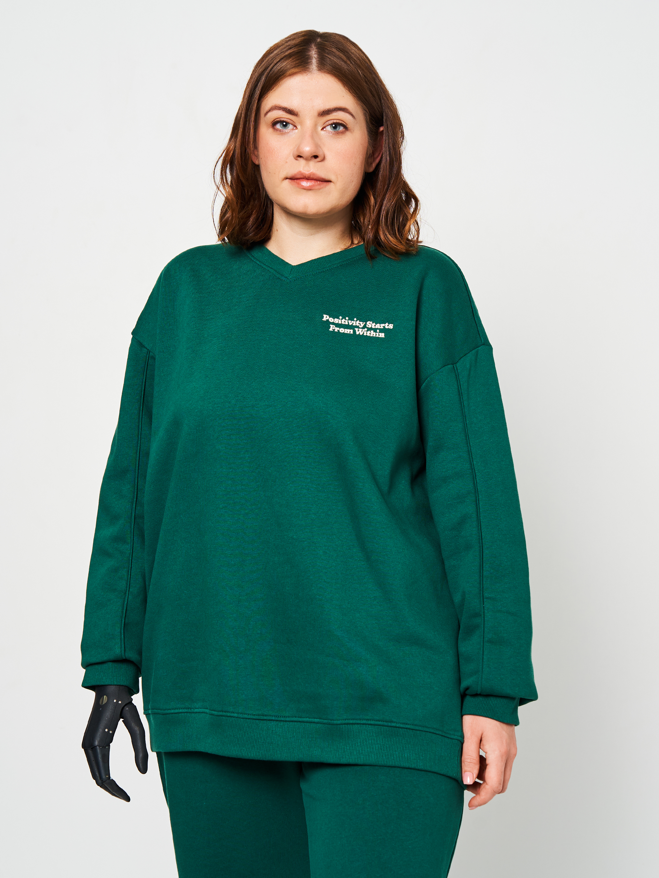 Акция на Світшот жіночий Outhorn Sweatshirt F283 OTHSS23TSWSF283-40S XS Зелений з принтом от Rozetka