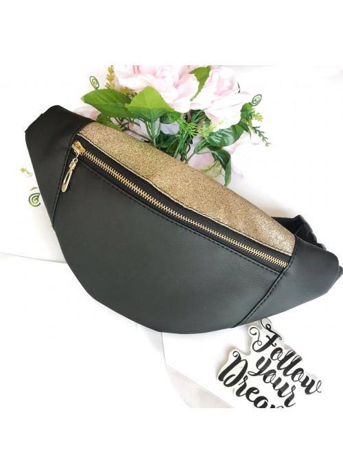 

Сумка из екокожи на пояс бананка Sambag черная