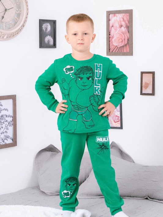 Акція на Піжама дитяча (футболка з довгими рукавами + штани) Носі Своє 6076-008-33-4 122 см Зелена (Халк) (p-7007-128268) від Rozetka