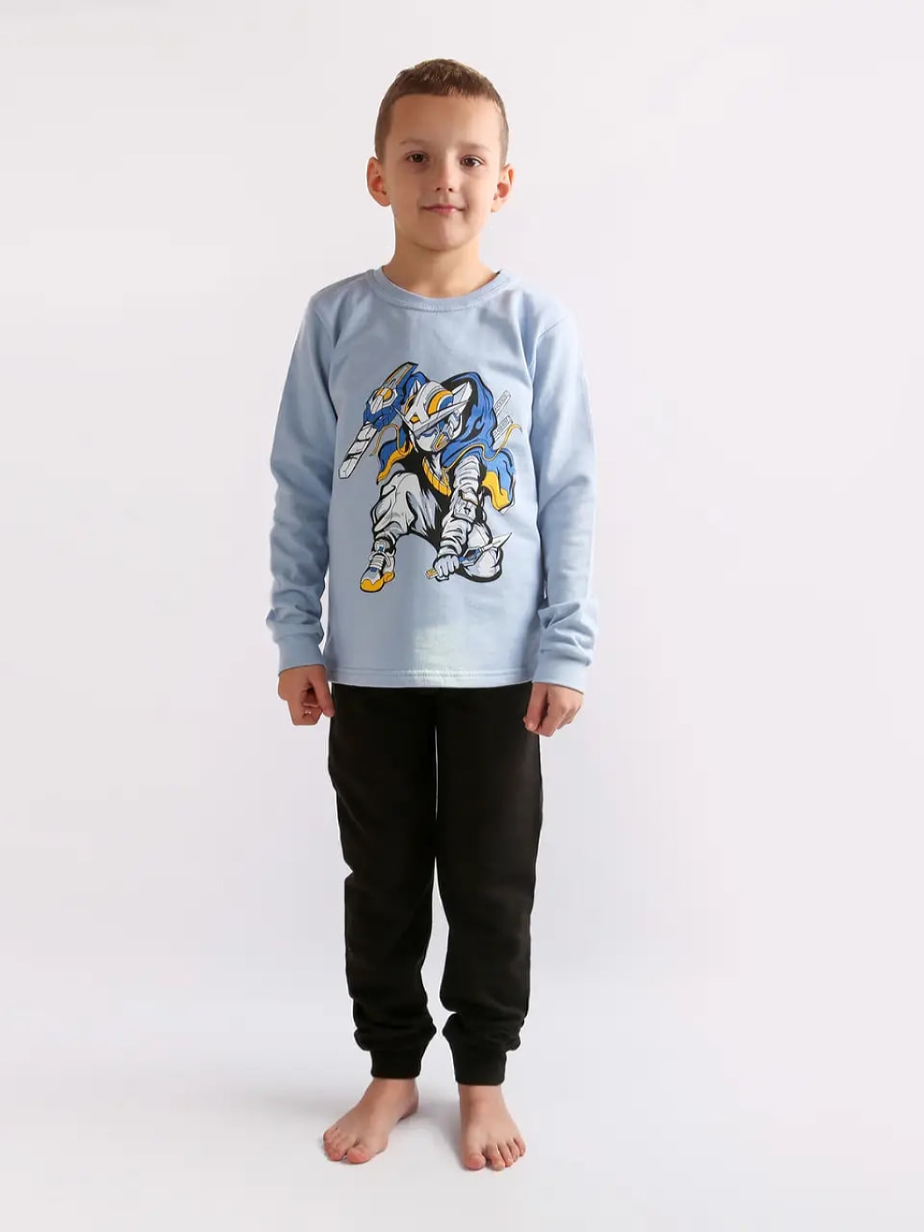 Акція на Піжама (світшот + штани) дитяча Фламінго 329-331 122 см Сіро-блакитна від Rozetka