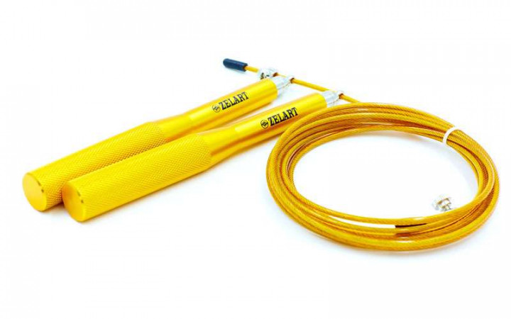 

Скакалка скоростная Кроссфит с подшипником и стальным тросом с алюм. ручками FI-5100 (l-2,75м,d-3мм) желтый /2