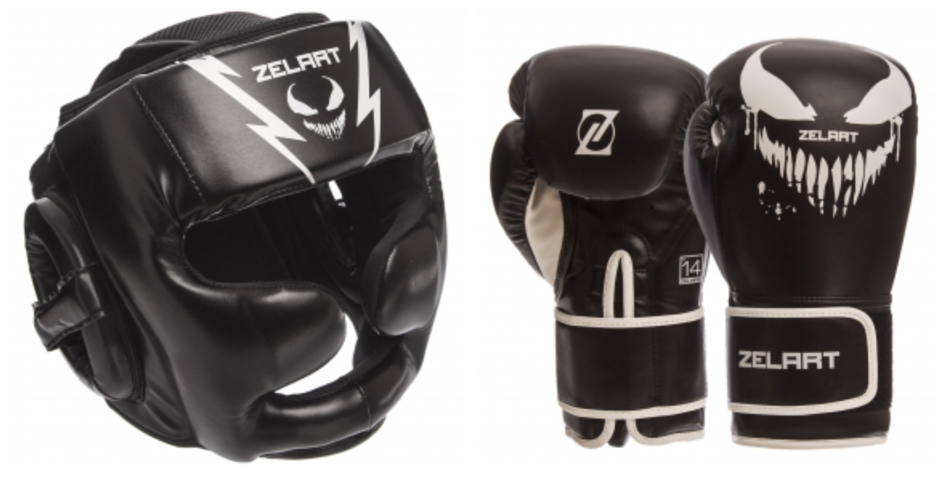 

Комплект для бокса (шлем, перчатки) PU ZELART BO-1375-BO-1370 (рзамер М , 10oz, черный) /2