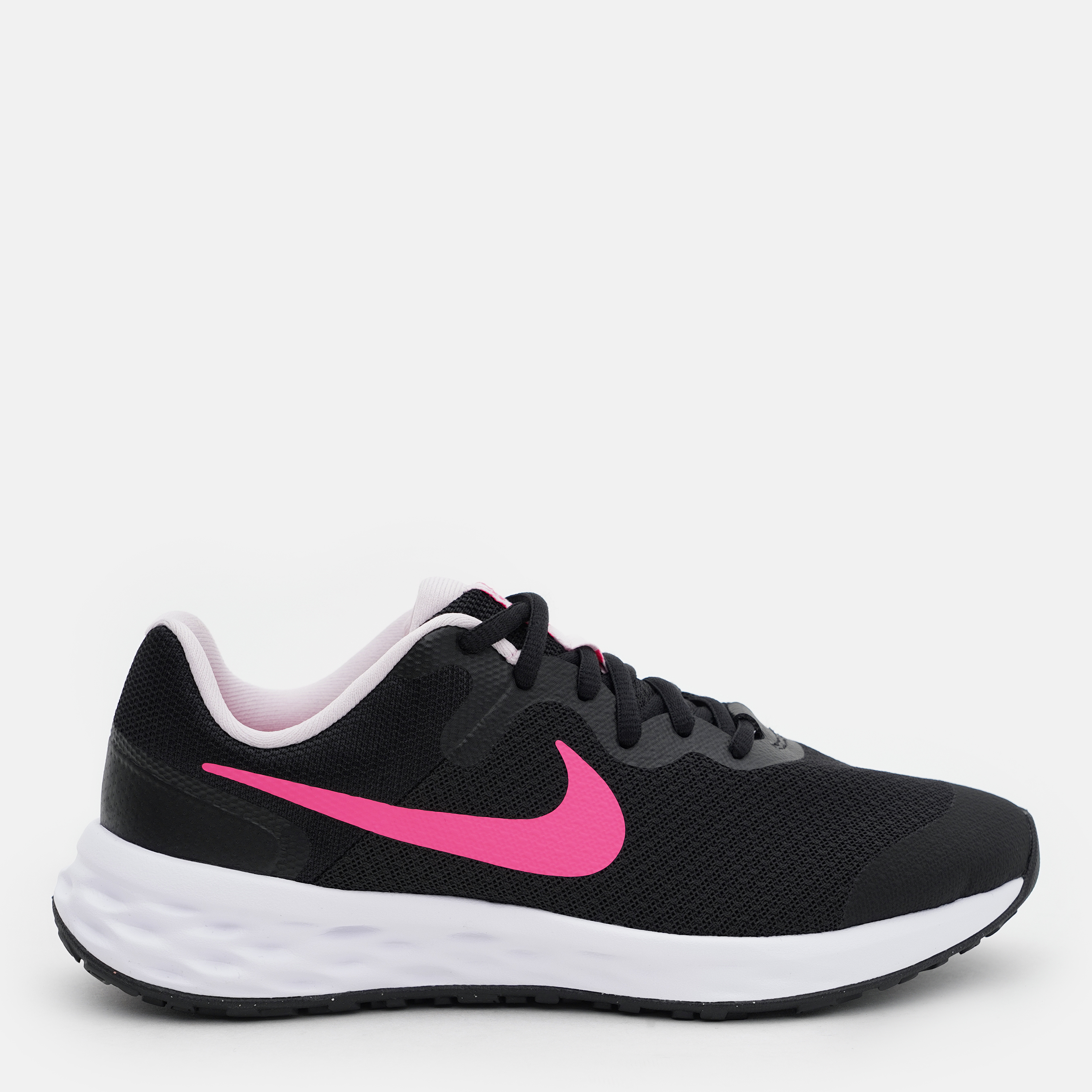 Акція на Підліткові кросівки для дівчинки Nike Revolution 6 Nn (Gs) DD1096-007 38 (5.5Y) Black/Hyper Pink-Pink Foam від Rozetka