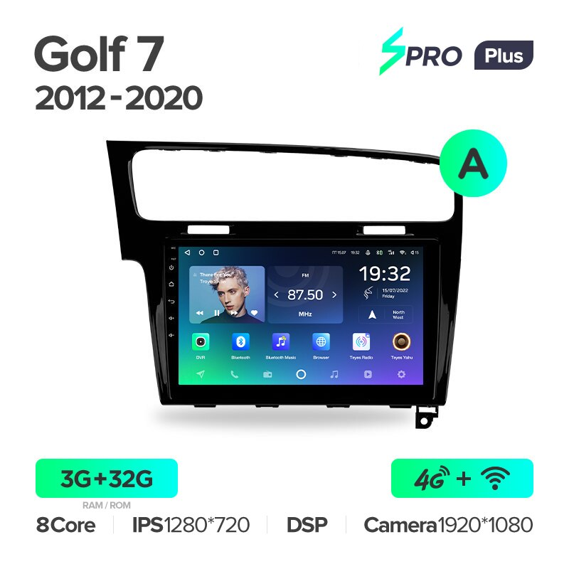 Штатная магнитола Teyes для Volkswagen Golf 7 2012 - 2020 рамка BLACK ...