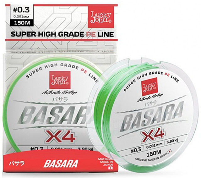 

Жилка плетена Lucky John BASARA Light Green Х4 PE 150/0,113(0,6#) (інд.уп/ *10) (LJ4100-011)