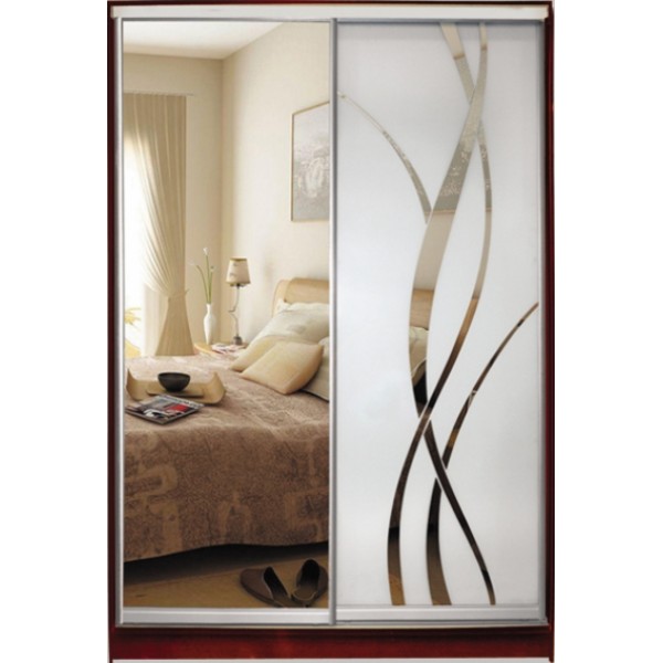 

Шкаф купе Стандарт 1 Зеркало/Зеркало с Пескоструем-1 1200x2200x600 двухдверный Matroluxe