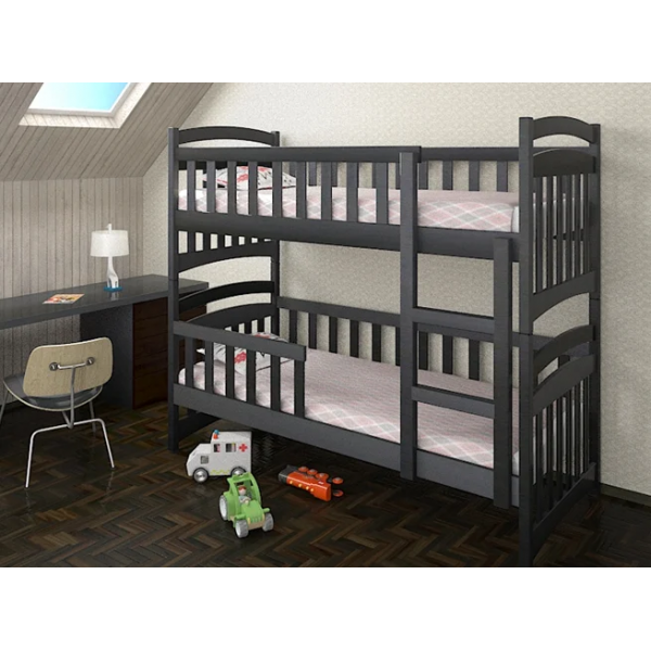 

Кровать двухъярусная деревянная с бортиком покрытие лак 80х190 Белоснежка Дримка Венге