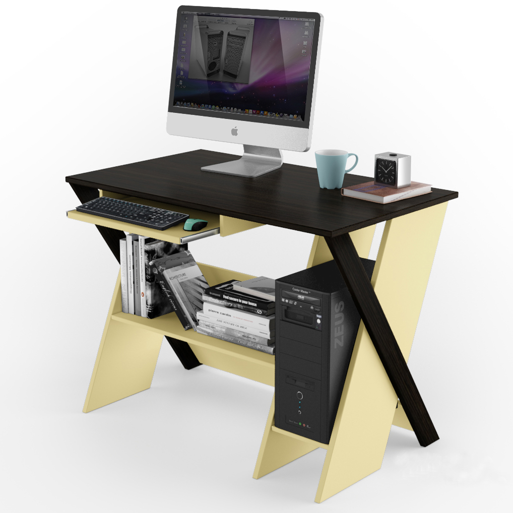 

Стол компьютерный из ЛДСП Comfy Home Zhuk Zeus венге + береза