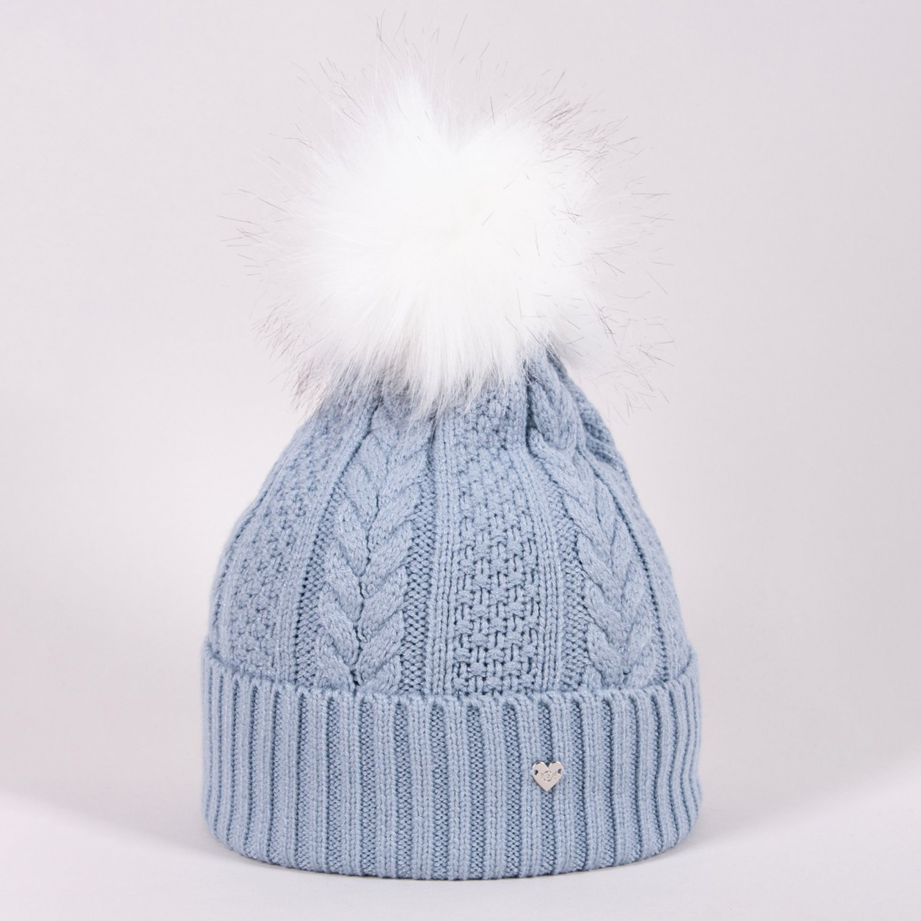 Акция на Дитяча зимова шапка-біні в'язана з помпоном для дівчинки YO! CZZ-0462G-AA10 46-48 см Світло-блакитна от Rozetka