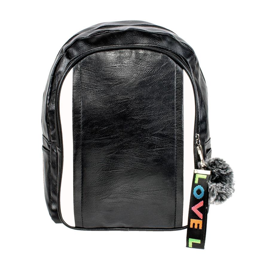 

Рюкзак городской BackPack Пушистик Кожзам 28х23х10 см Чёрный с белыми вставками