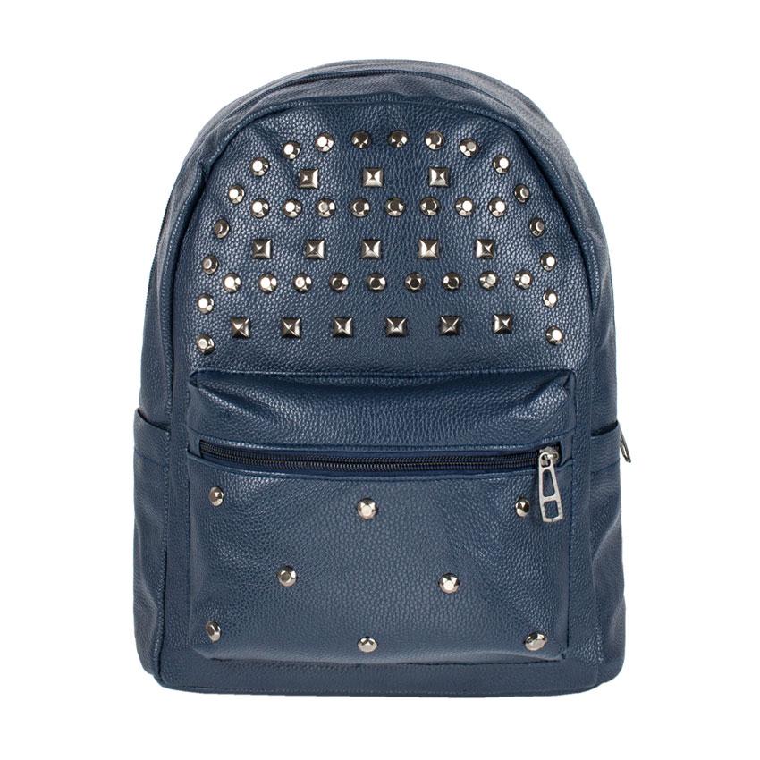 

Рюкзак городской BackPack Заклепки Rivets Кожзам 30х23х12 см Синий