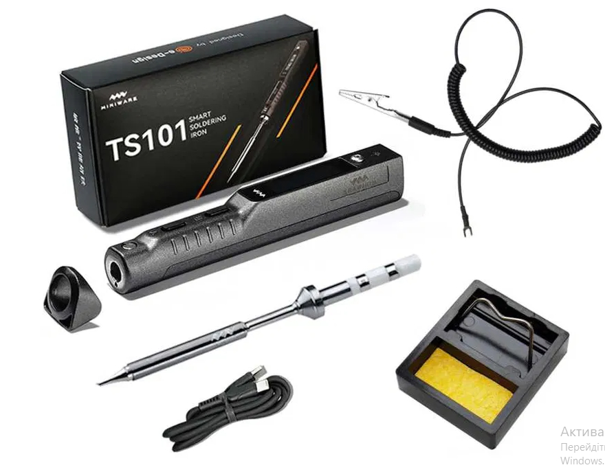 Паяльник MiniWare TS-101 65W жало TS-BC2 + підставка + земля ...