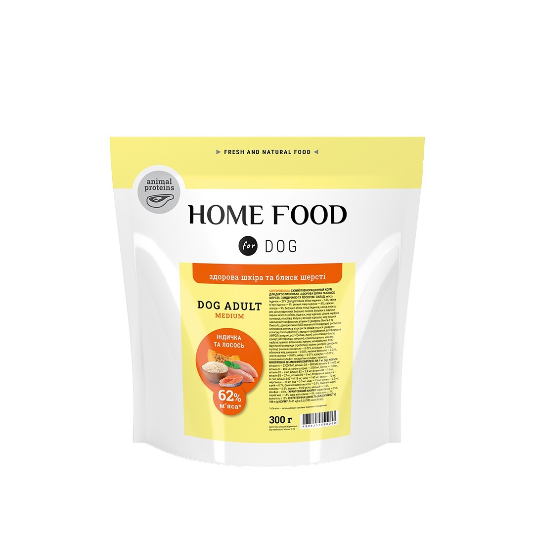 Корм для собак Home Food Индейка и лосось для средних пород 300 г ...