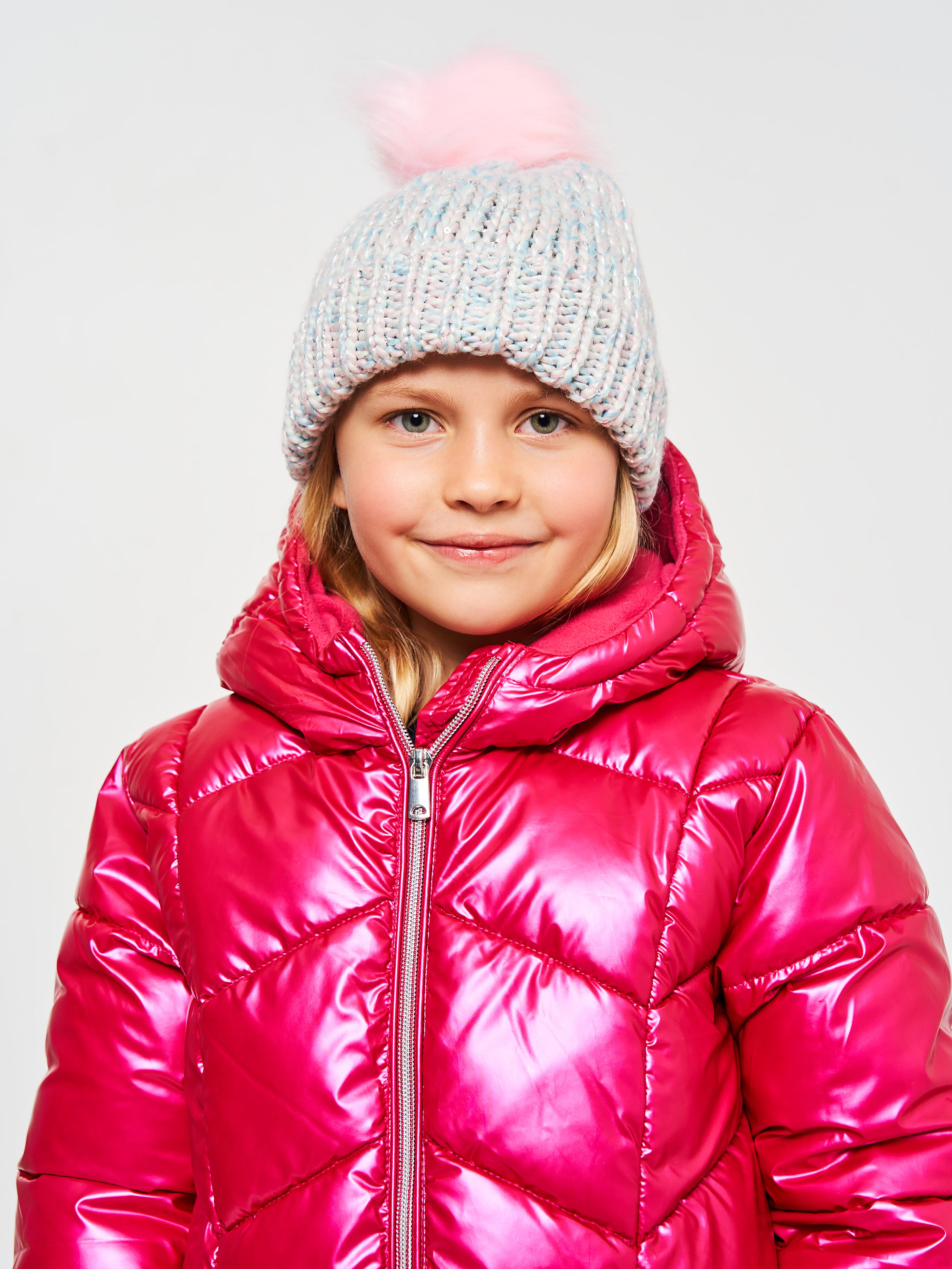Акція на Дитяча шапка-біні демісезонна в'язана з помпоном для дівчинки Minoti TG HAT 21 35347JNR 50-52 см Рожева від Rozetka
