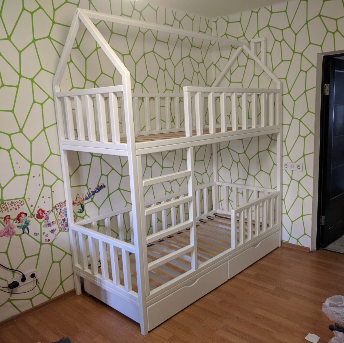 

Двухъярусная кроватка домик SweetHome 160*80 Белая (new_101291)