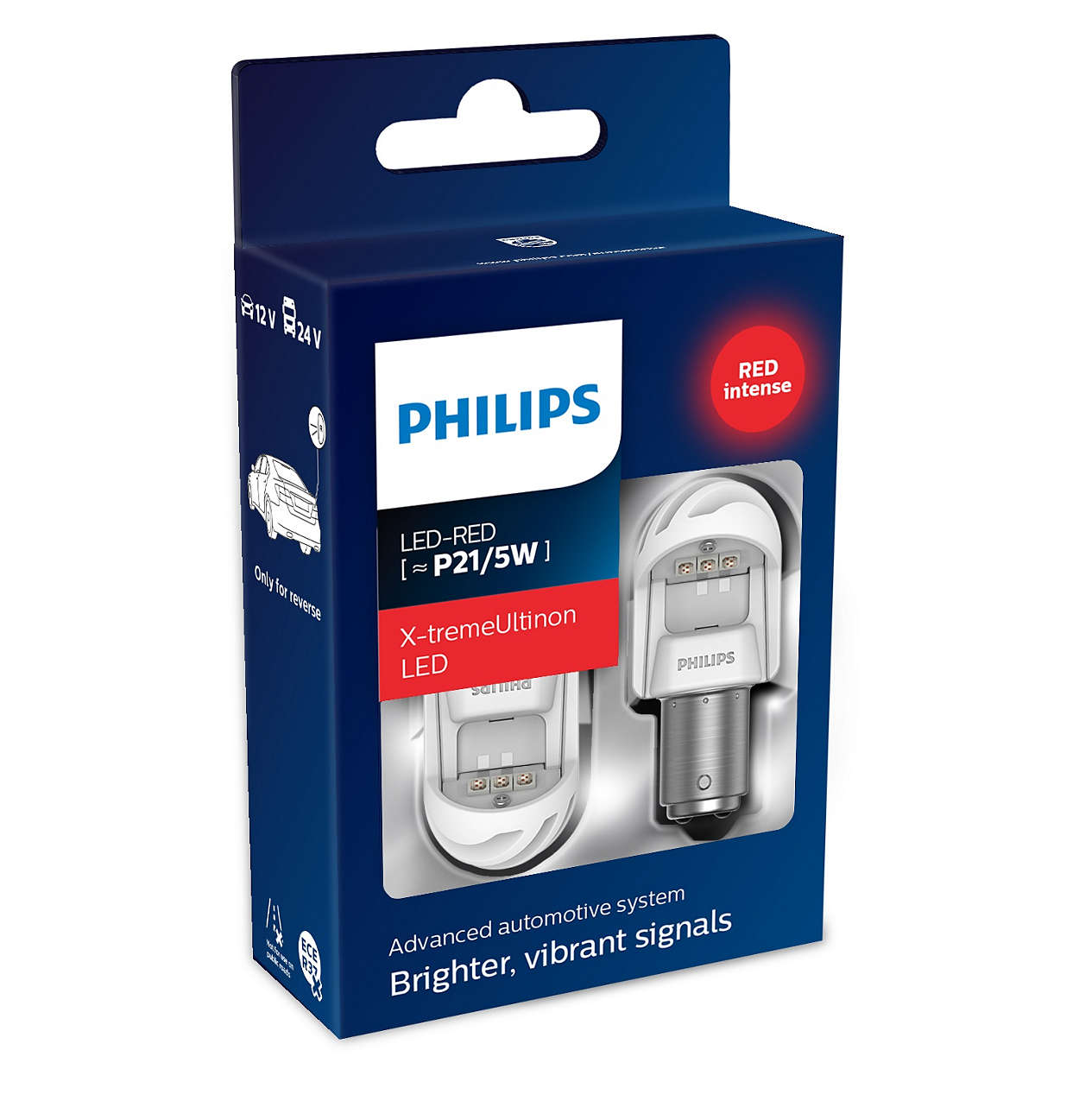 Комплект светодиодных ламп Philips 11499XURX2 P21/5W LED 12/24 X2 RED