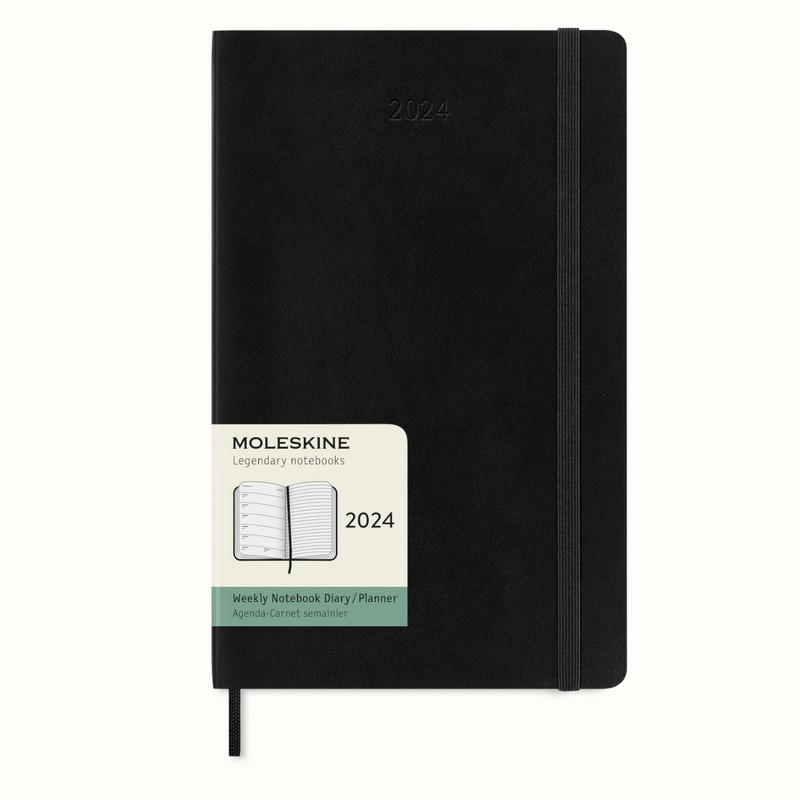 Щотижневик Moleskine 2024 середній, м'яка обкл., чорний (DSB12WN3Y24