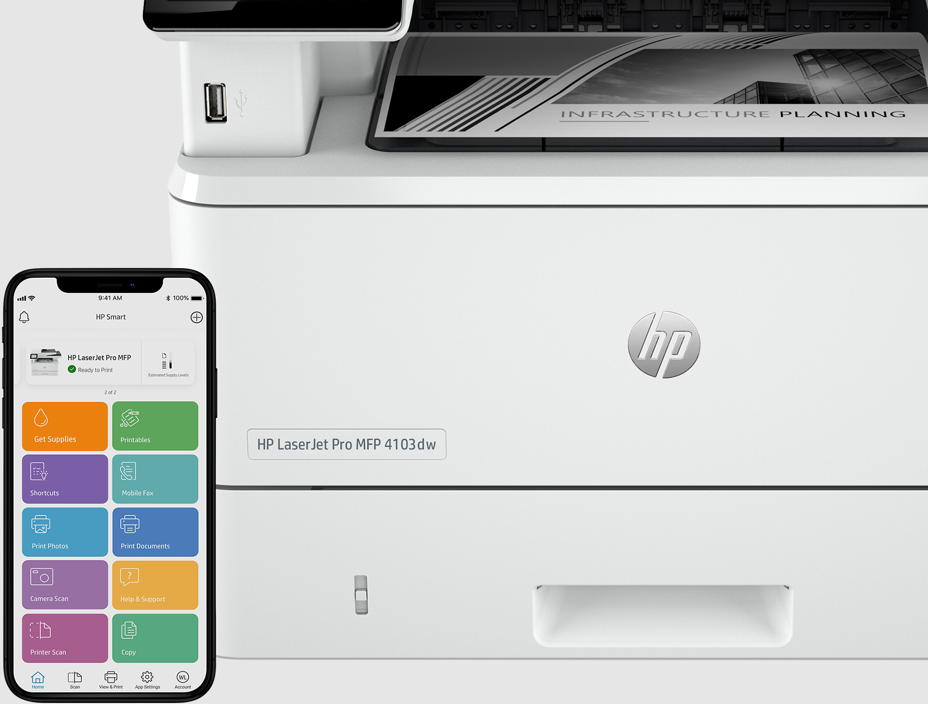 МФУ HP LaserJet Pro 4103dw, with Wi-Fi, Ethernet, ADF (2Z627A) – фото,  отзывы, характеристики в интернет-магазине ROZETKA | Купить в Украине:  Киеве, Харькове, Днепре, Одессе, Запорожье, Львове