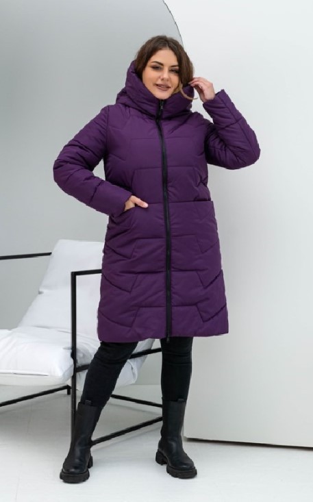 Женское пальто зимнее с капюшоном MODA 200117 66 Сиреневый (М-200117/3 ...