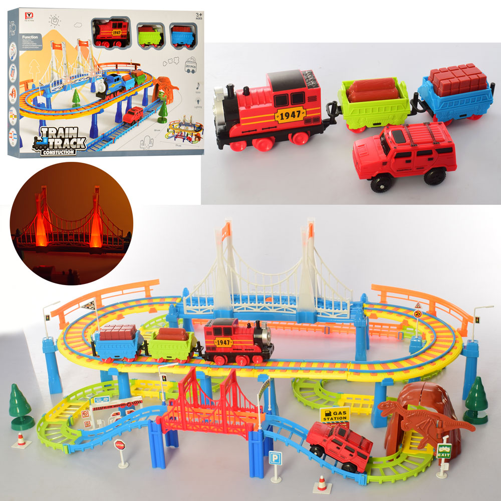 

Детская железная дорога Pai Yi Toys PYK5 c машинкой, поездом, дорожными знаками, звук, свет, 261 предмет