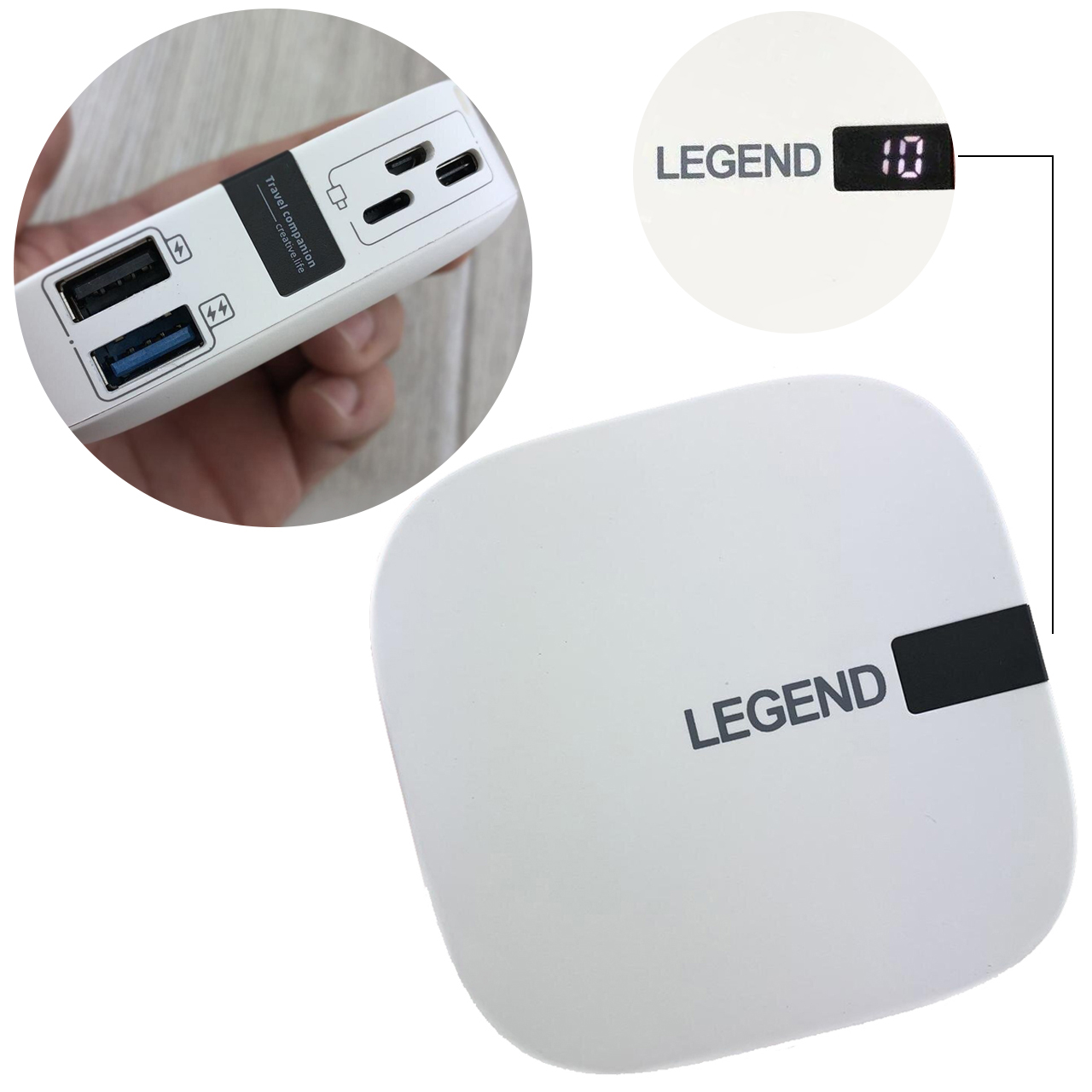 

Внешний аккумулятор Power Bank для телефона смартфона Legend LD-4007 10000mAh White