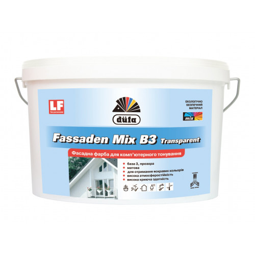 

Фасадная краска для компьютерной колеровки Fasaden Mix B3 прозрачная Dufa