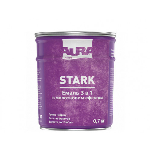

Эмаль молотковая 3 в 1 Aura Stark серебристая