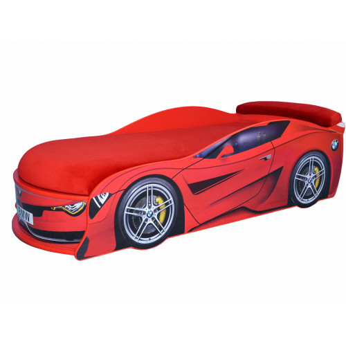 

Кровать машина BMW Turbo красная 70х150 ДСП без подъемного механизма матрас красный