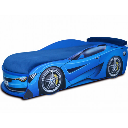 

Кровать машина BMW Turbo синяя 80х180 ДСП без подъемного механизма матрас синий