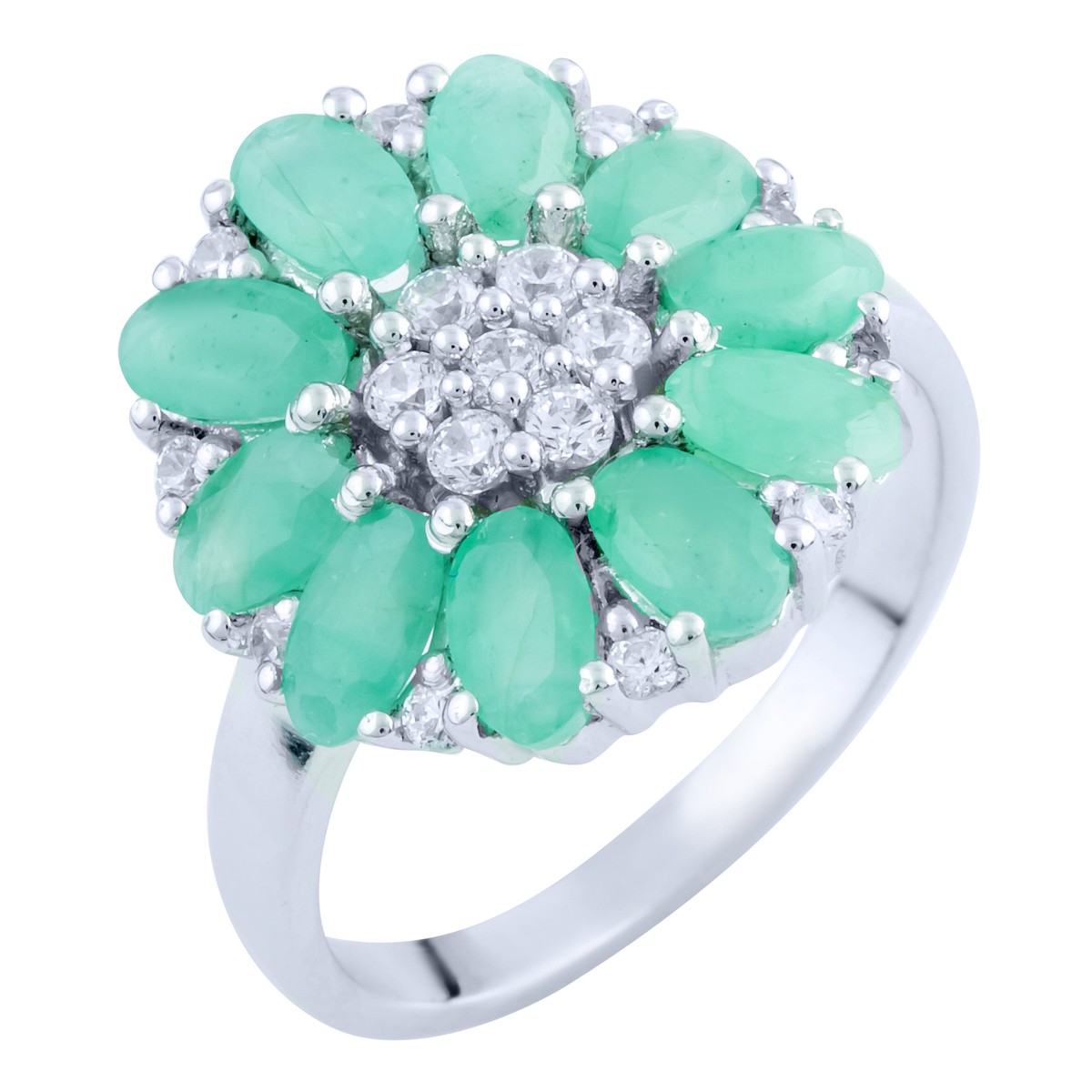 

Серебряное кольцо SilverLine с натуральным изумрудом 2.3ct 17.5 размер