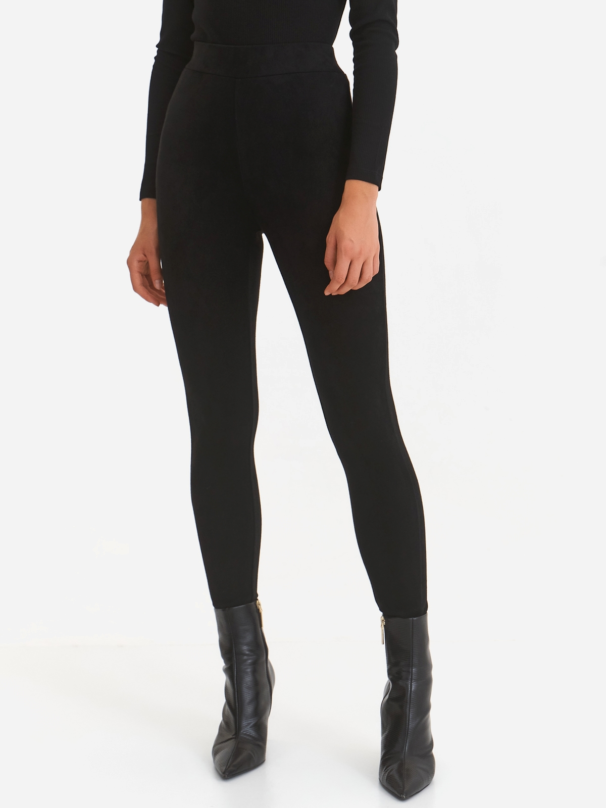 Black Rib High Waist Leggings