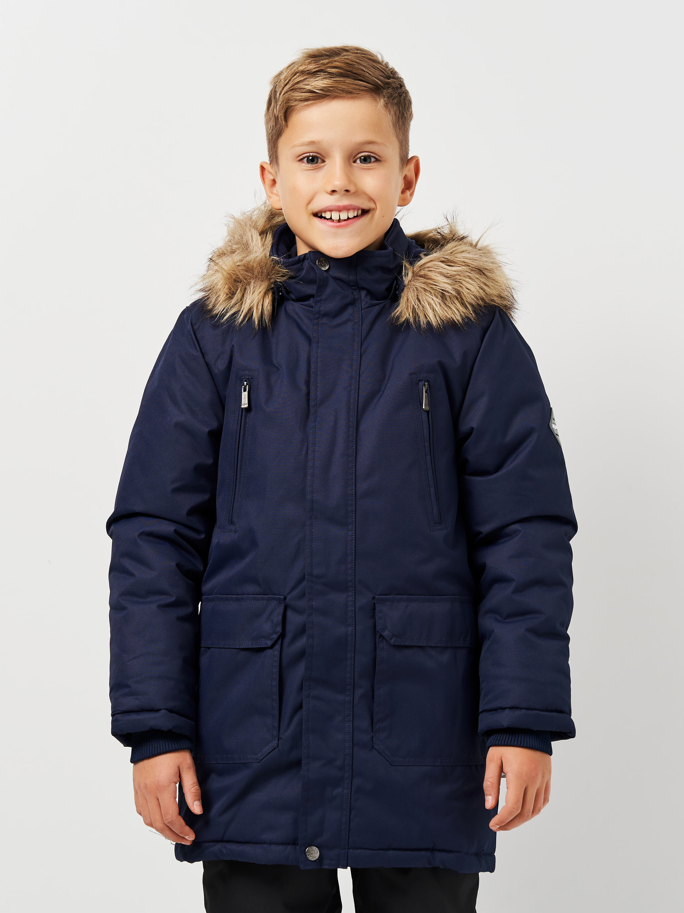 Акція на Дитяча зимова куртка-парка для хлопчика Huppa Roman 2 12380230-00086 128 см Темно-синя від Rozetka