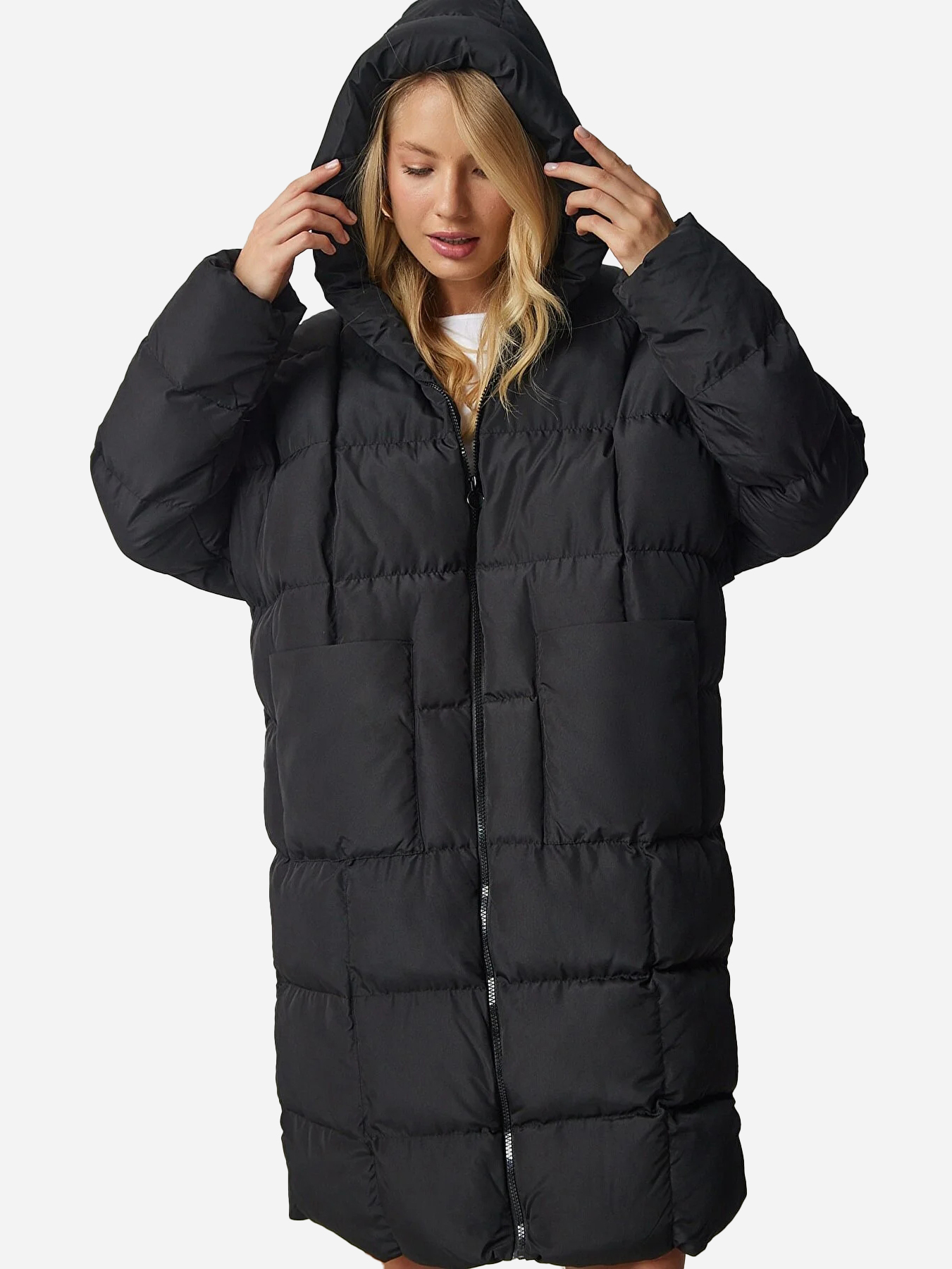 Акція на Куртка зимова жіноча Happiness HK00026 One Size Black від Rozetka