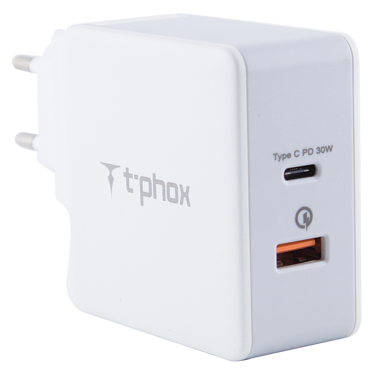 

СЗУ PD адаптер T-phox (48W: PD 30W + USB QuickCharge QC 3.0 18W) Белый
