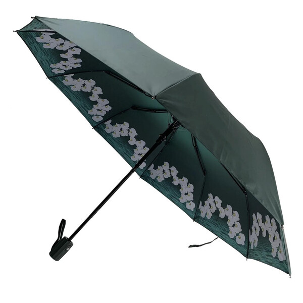 

Зонт женский складной Flagman Umbrella Орхидеи полуавтомат 10 спиц с двойной тканью Зеленый