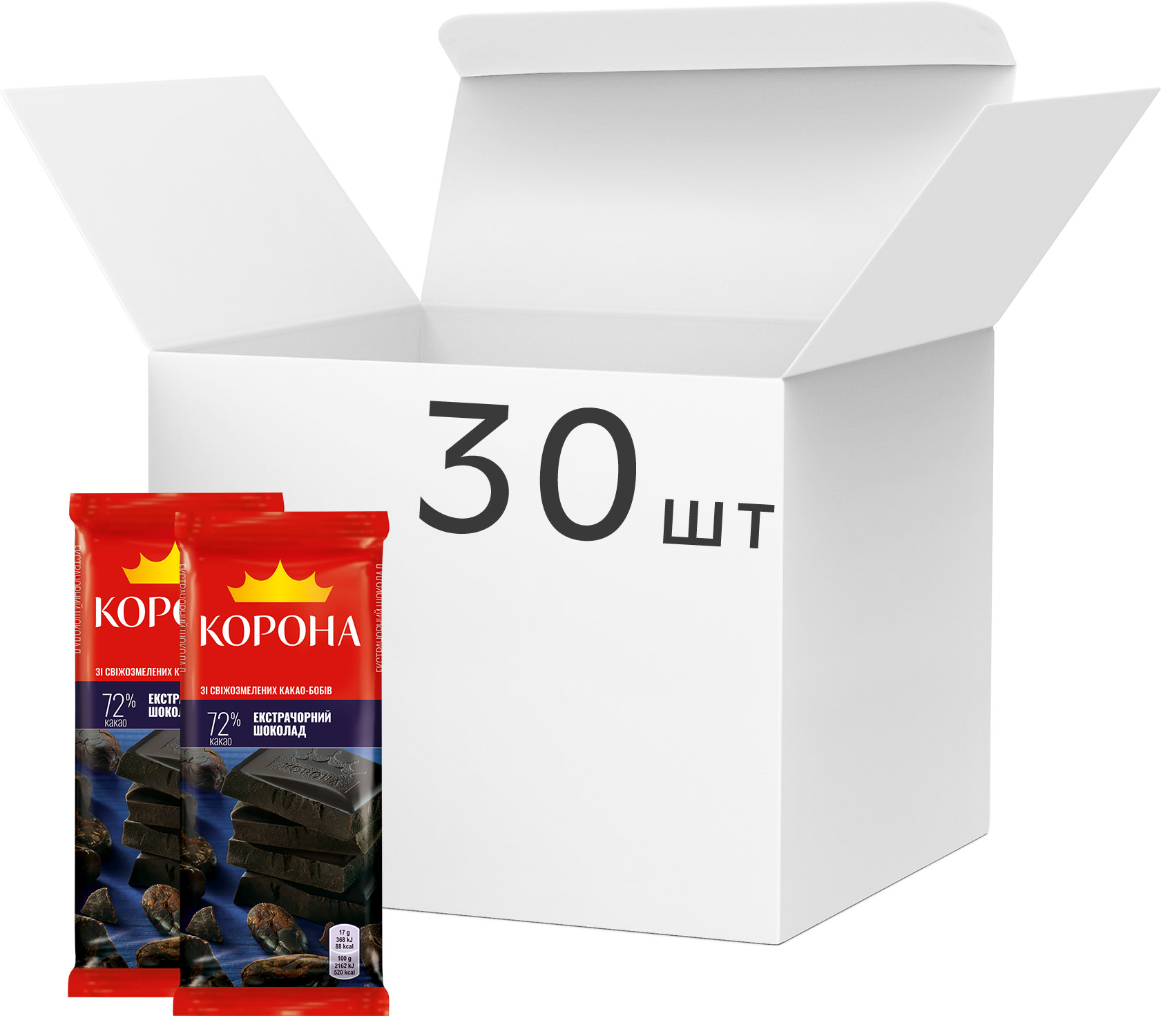 Упаковка шоколада Корона Экстра черного 85 г х 30 шт (7622210815491 ...
