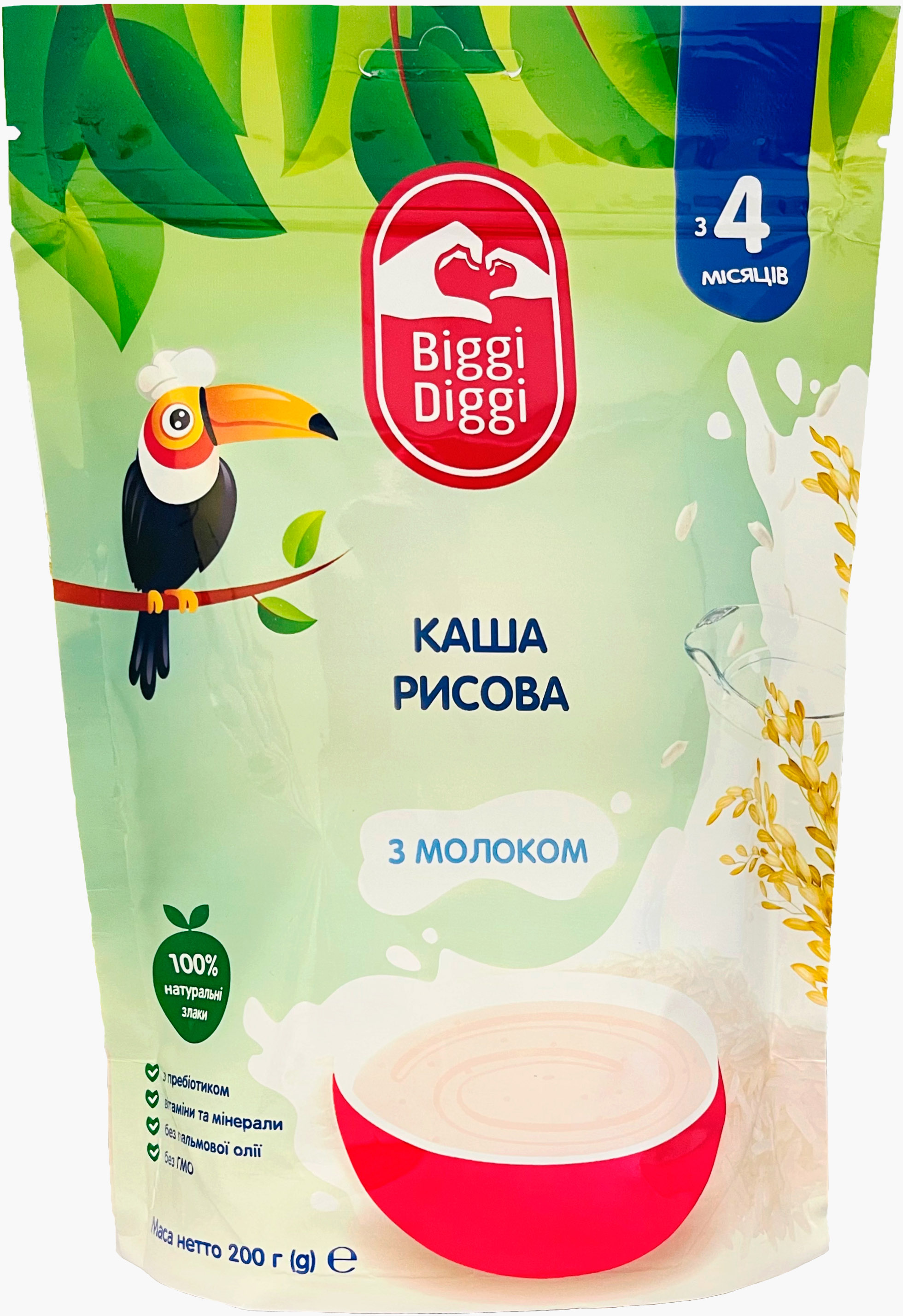 Молочная каша Biggi Diggi рисовая для детей с 4 месяцев 200 г ...