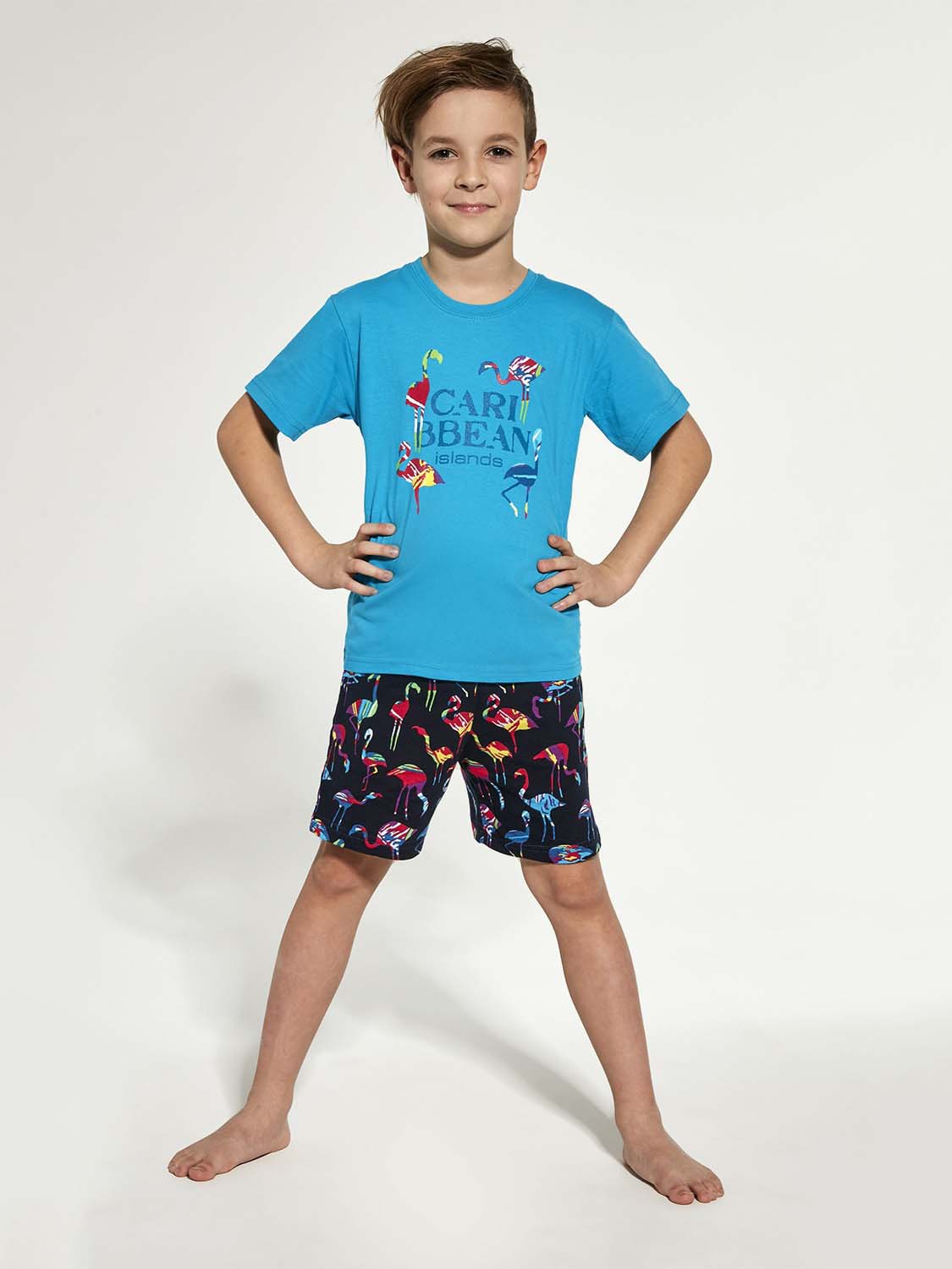 Акція на Піжама дитяча (футболка + шорти) Cornette 99 Caribbean 790-22 158-164 см Бірюзова/Синя від Rozetka